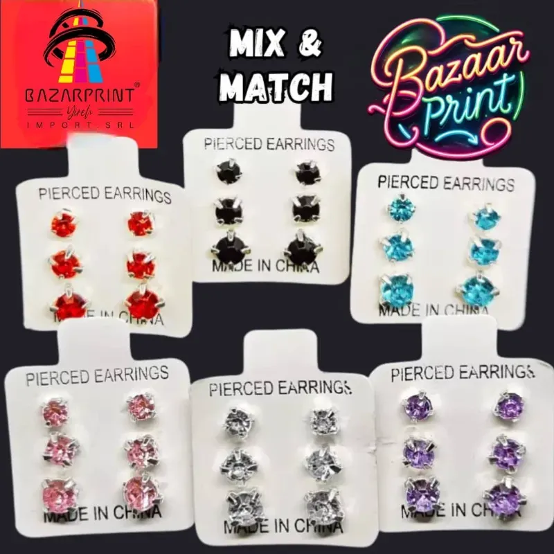 SET DE 3PARES DE ARETES BRILLANTINAS