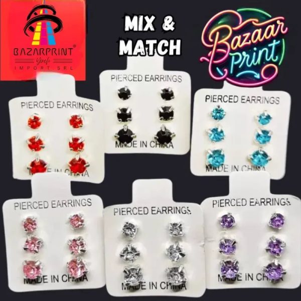 SET DE 3PARES DE ARETES BRILLANTINAS