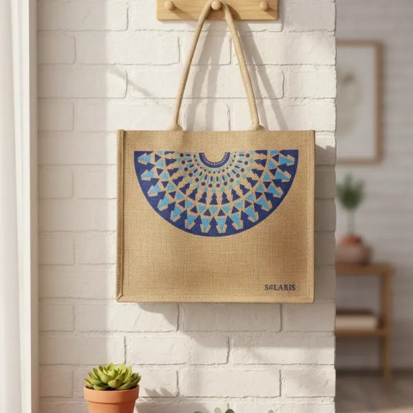 Bolso de yute abanico azul