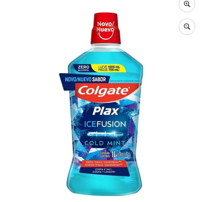 Enjuague bucal Colgate Plax ice fusion cold mint zero alcohol 1 l
