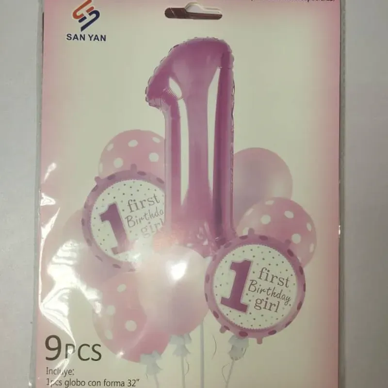 ‼️Set de 9 piezas first BIRTHDAY ‼️ Rosado