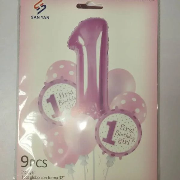 ‼️Set de 9 piezas first BIRTHDAY ‼️ Rosado