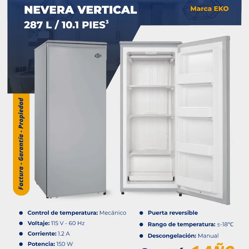 *Nevera Vertical 10.1 pies/287 L Marca EKO*