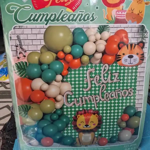 Set arco de globos "ZOOLÓGICO: LEÓN & TIGRE"