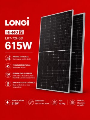 Paneles Solares LONGI 615W Bifaciales