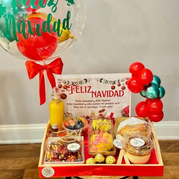 Caja decorada navidad + globo burbuja