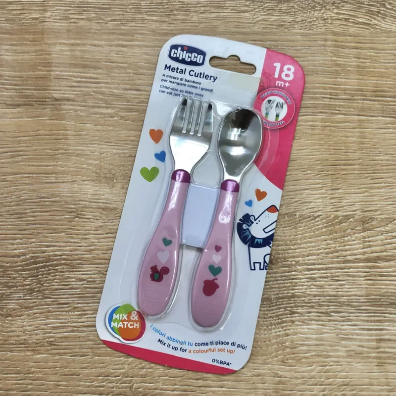 Set de cuchara y tenedor color rosado