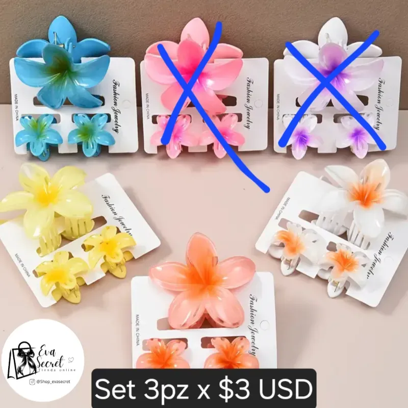 Set 3 piezas pellizco flores