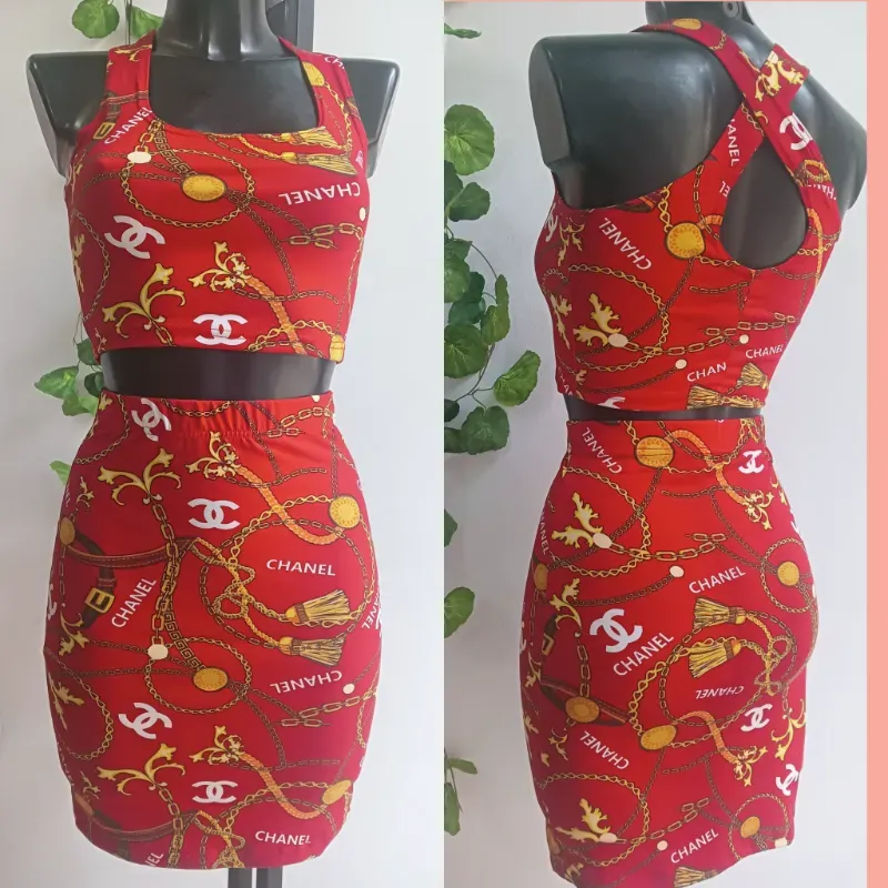 Conjunto rojo estampado (S, M)