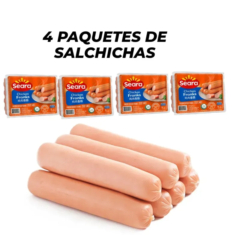 4 PAQUETES DE SALCHICHAS 