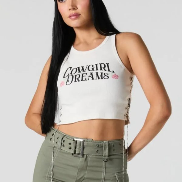 Top blanco con tiras de brillos