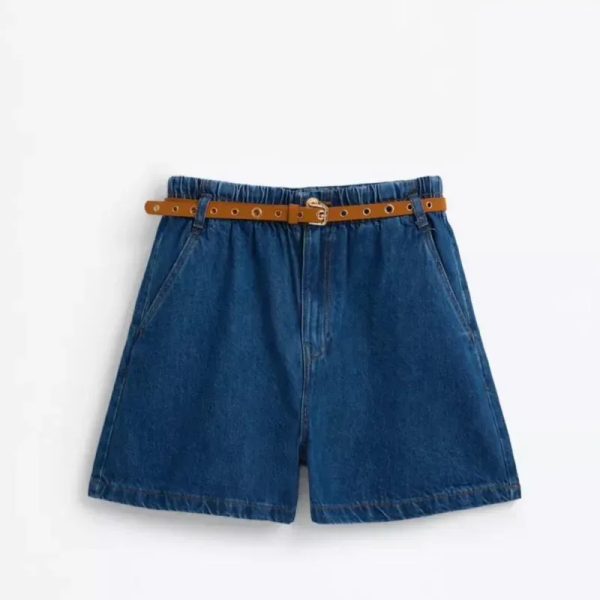 Short de Mezclilla Oscura con Cinto