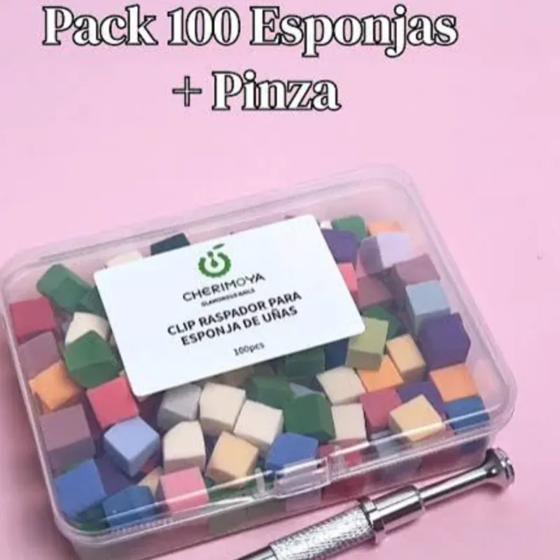 Caja de 100 esponjas para difuminar y el aplicador