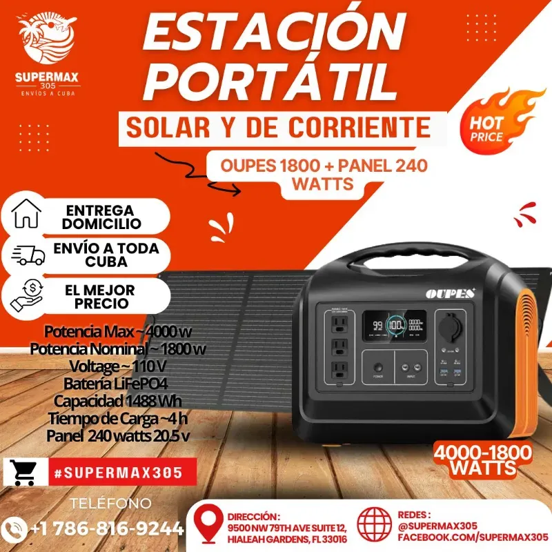 Estacion Oupes 1800 + Panel 240 watts