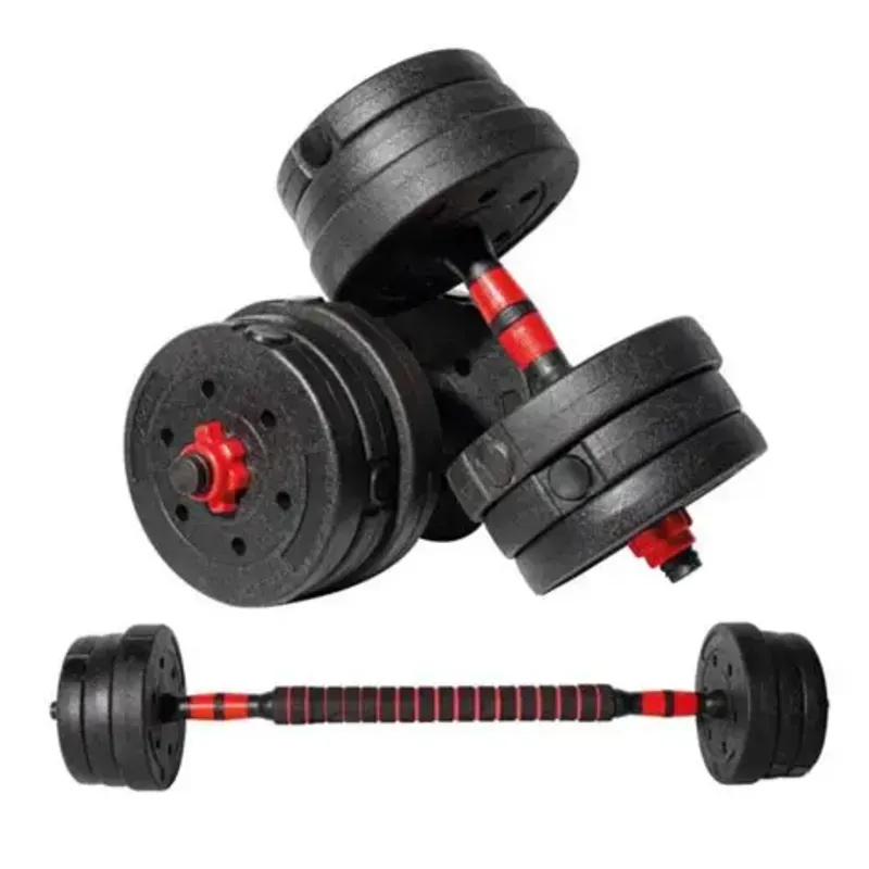 SET de Mancuernas Redondas Ajustables con Barra (10Kg y 30Kg)