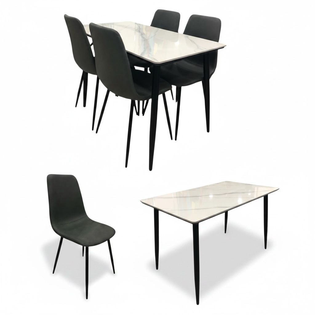 Juego de comedor imitacion marmol 4 sillas