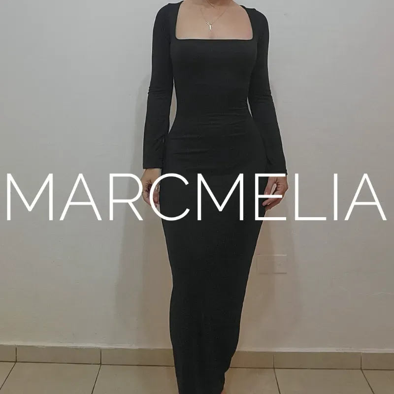 VESTIDO ESCOTE CUADRADO C/MANGAS(ENCARGO)