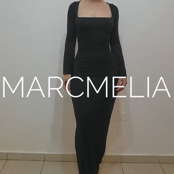 VESTIDO ESCOTE CUADRADO C/MANGAS(ENCARGO)