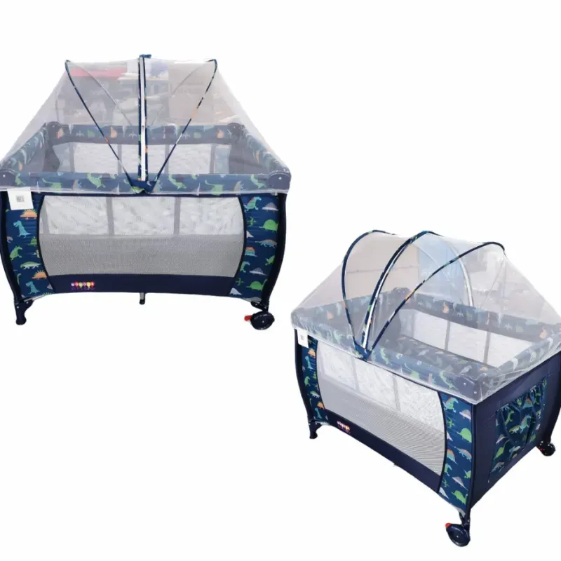 Cuna Portátil con Mosquitero Rosa/Azul