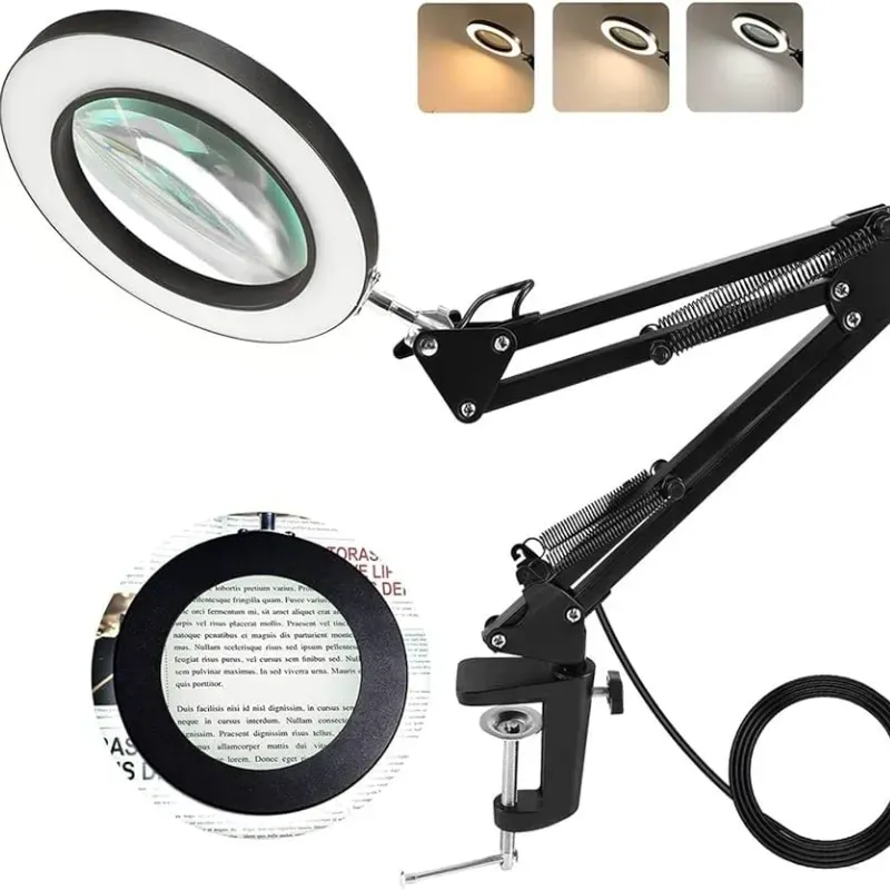 Lampara Led Con Lupa(Com Brazo Flexible)