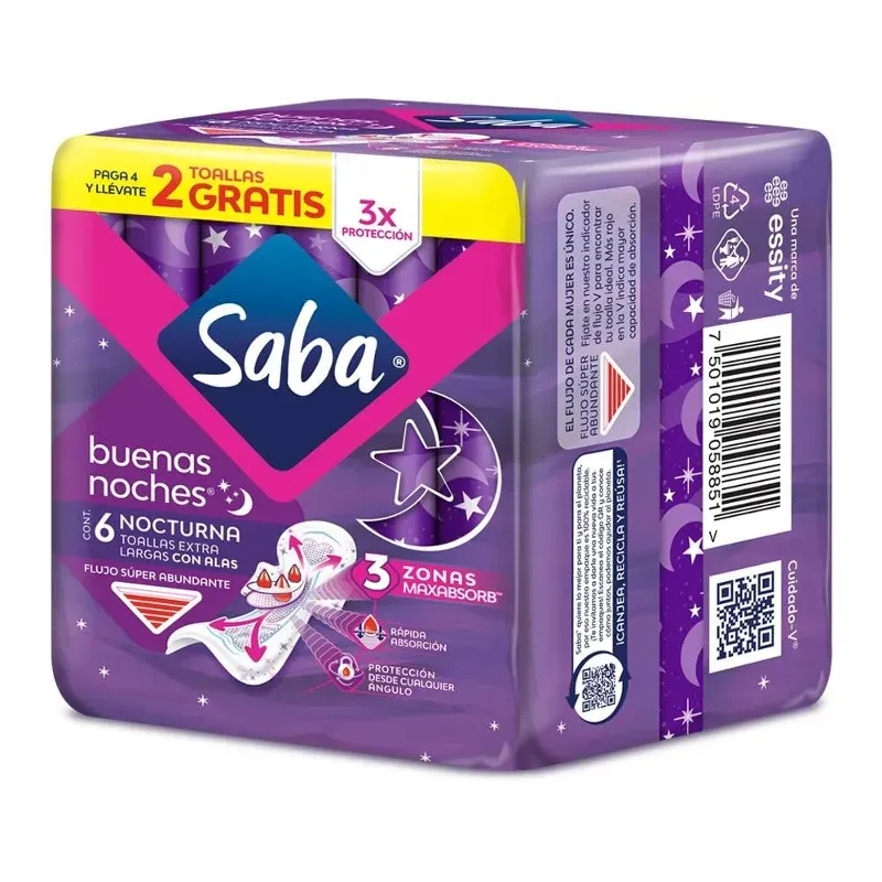 Toallas Femeninas Saba nocturna con alas