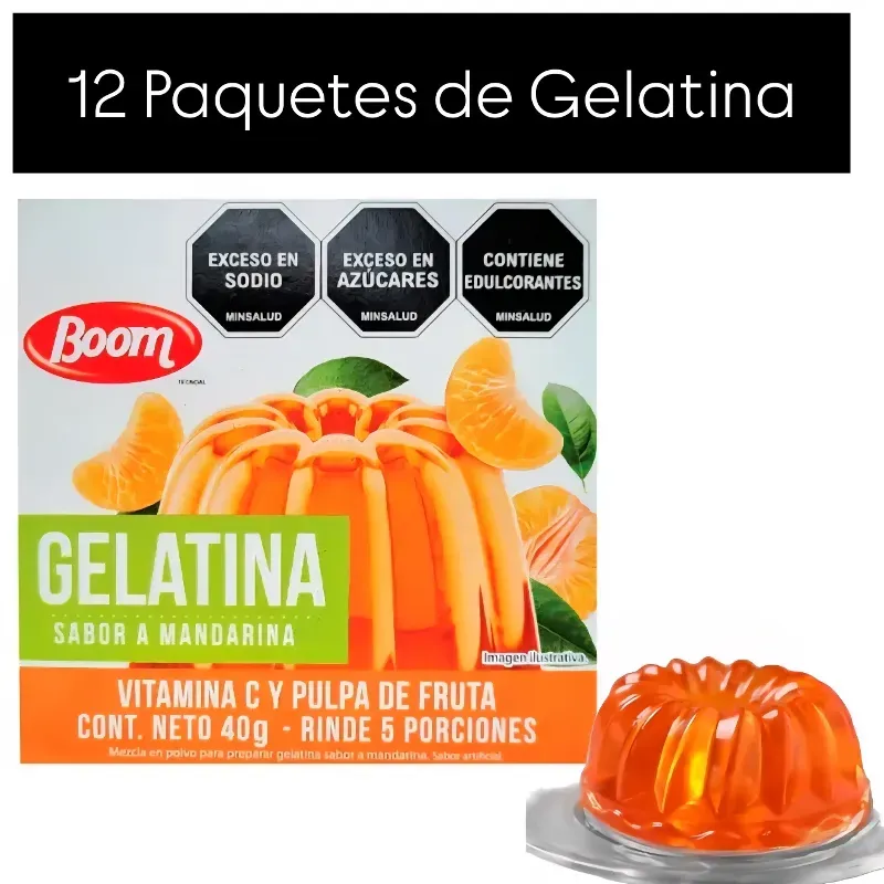 12 PAQUETES DE GELATINA BOOM(40gr cada caja)
