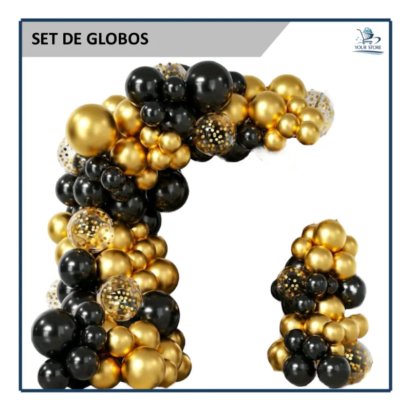 Set de Globos Negro/Dorado