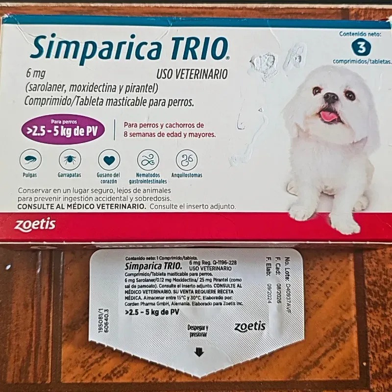 SIMPÁRICA TRÍO 6 MG (2.5- 5 KG)
