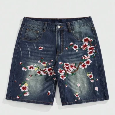 Short denim con sakura