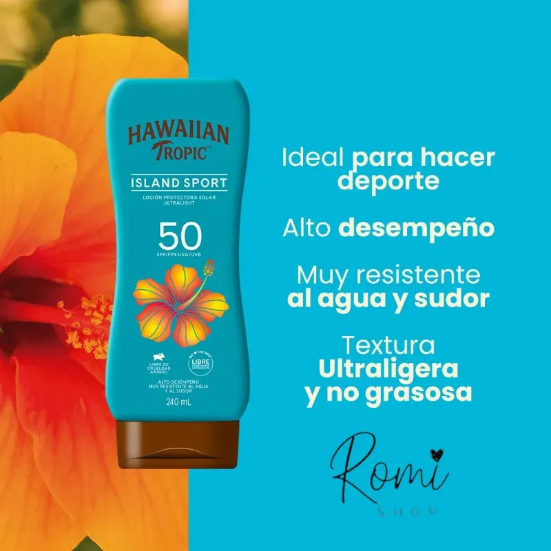 Protector Solar Island Sport Hawaiin Tropic Loción FPS 50+ 240ml