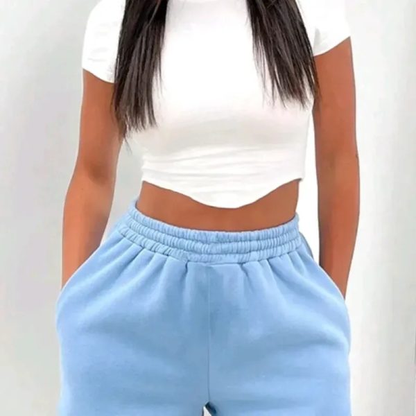  Conjunto de short y camiseta de mangas — Azul/Blanco