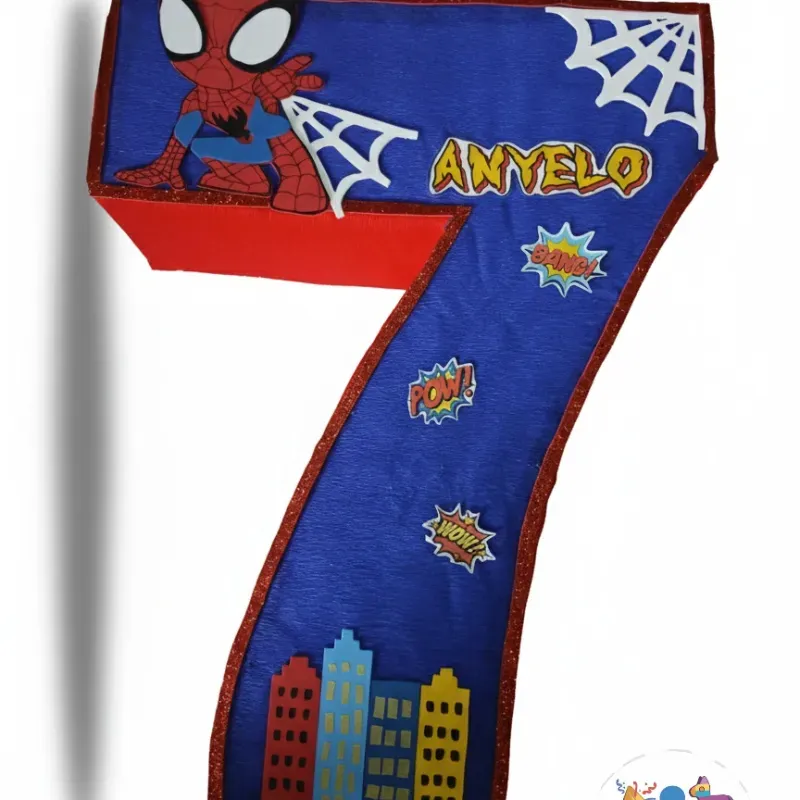 Piñata Mediana de Número 7 de Spiderman