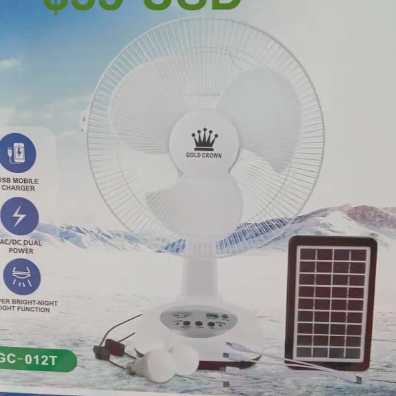 Ventilador con panel solar y 2 bombillas