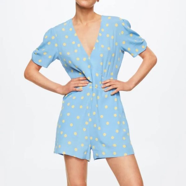 Mono Short Azul Bolas Amarillas