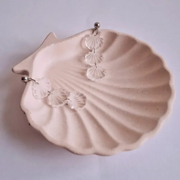 Pendientes tres conchitas transparentes