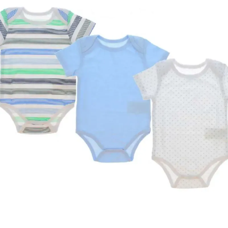 Set de Bodys Infantiles Temática Rayas/Azul/Gris
