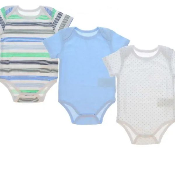 Set de Bodys Infantiles Temática Rayas/Azul/Gris