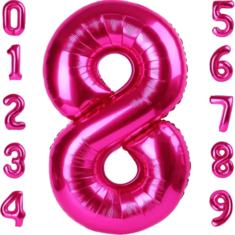 Globo foil número 8 rosa intenso