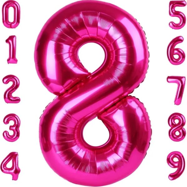 Globo foil número 8 rosa intenso