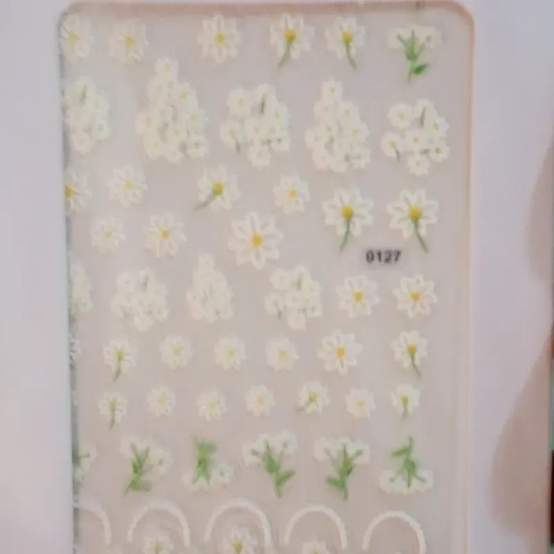 Calcomania 5D flores blancas y amarillas