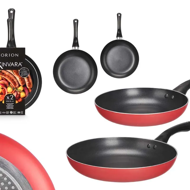Set 2 sartenes de aluminio rojo