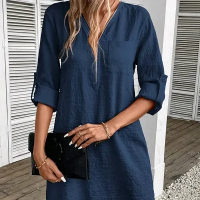  Vestido de mangas 3/4 — Azul Marino
