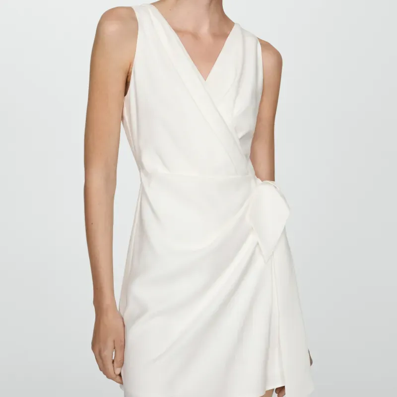 Vestido blanco sin mangas cruzado Mango