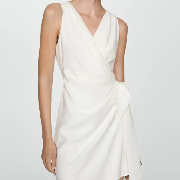 Vestido blanco sin mangas cruzado Mango