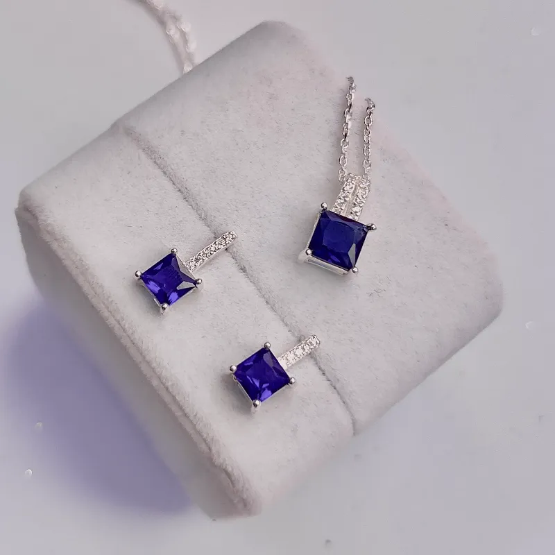 Conjunto de plata azul