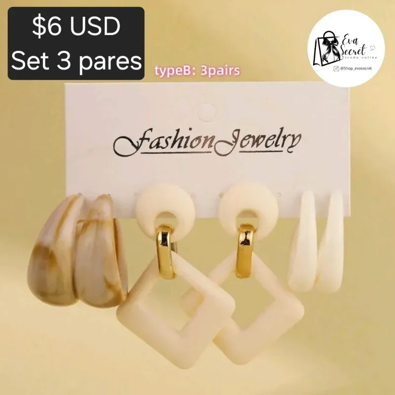 Set 3 pares de aretes