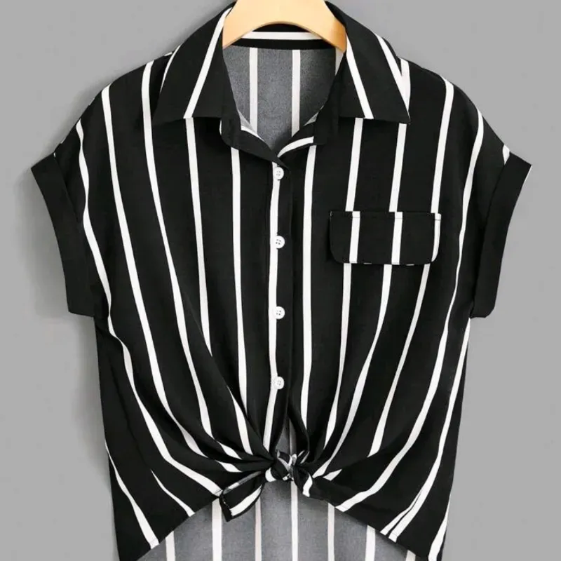  Camisa de listas — Negro/Blanco