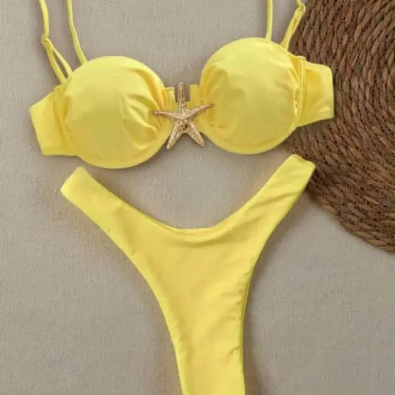 Bikini con estrella dorada — Amarillo