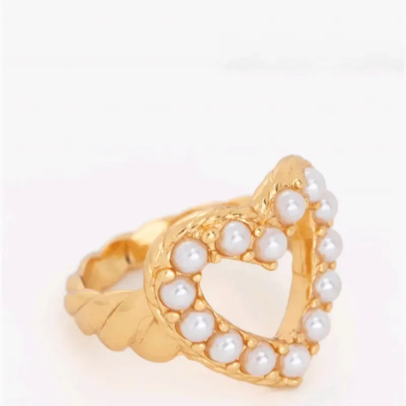 Anillo Corazón perlas