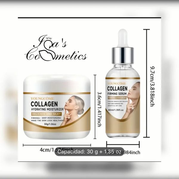 Conjunto de serum 40 ml (1.35oz) y crema hidratante30g (1.06oz) de colágeno